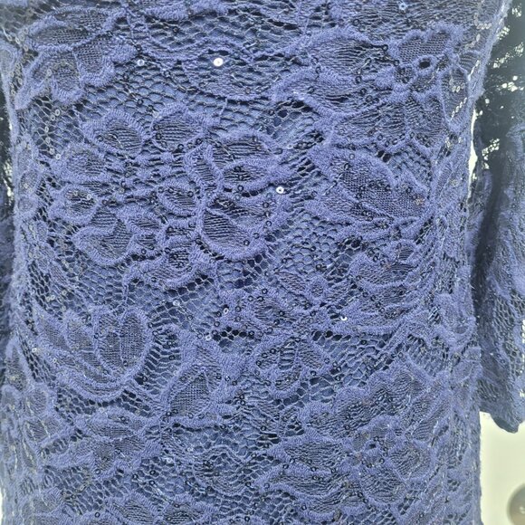 Teeze Me Women’s Blue Lace Off-Shoulder Dress Size 11 Bell Sleeve Cocktail Party - Picture 6 of 8